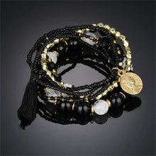 Load image into Gallery viewer, Bohemia Crystal Tassel Multicolor Beads Bracelets For Women Handmade Elastic Rope Charm Wrap Bracelet Summer Beach Party Jewelry