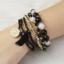 Load image into Gallery viewer, Bohemia Crystal Tassel Multicolor Beads Bracelets For Women Handmade Elastic Rope Charm Wrap Bracelet Summer Beach Party Jewelry