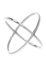 Load image into Gallery viewer, Sterling Silver CZ Criss Cross Ring
