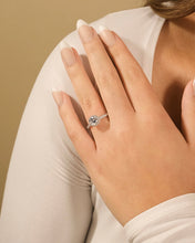 Load image into Gallery viewer, Sterling Silver Round Brilliant CZ Ring with Bead Set Border