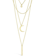 Load image into Gallery viewer, Crescent & Bar Multi Layer Necklace