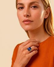 Load image into Gallery viewer, Sterling Silver Elongated Cushion Sapphire CZ Cocktail Ring