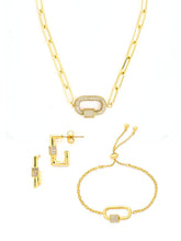 Load image into Gallery viewer, Pave CZ Carabiner Linked Lock Necklace Bundle