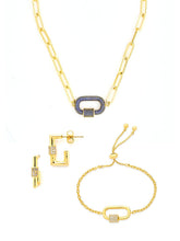 Load image into Gallery viewer, Pave CZ Carabiner Linked Lock Necklace Bundle