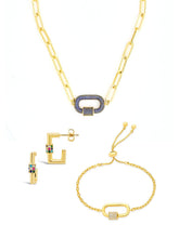 Load image into Gallery viewer, Pave CZ Carabiner Linked Lock Necklace Bundle