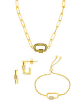 Load image into Gallery viewer, Pave CZ Carabiner Linked Lock Necklace Bundle
