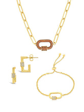 Load image into Gallery viewer, Pave CZ Carabiner Linked Lock Necklace Bundle