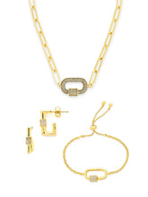 Load image into Gallery viewer, Pave CZ Carabiner Linked Lock Necklace Bundle