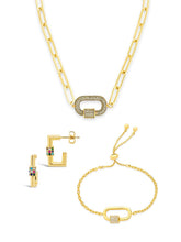 Load image into Gallery viewer, Pave CZ Carabiner Linked Lock Necklace Bundle