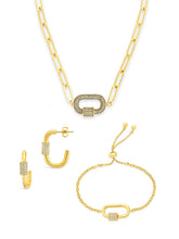Load image into Gallery viewer, Pave CZ Carabiner Linked Lock Necklace Bundle