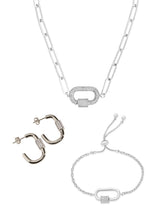 Load image into Gallery viewer, Pave CZ Carabiner Linked Lock Necklace Bundle