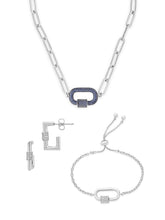 Load image into Gallery viewer, Pave CZ Carabiner Linked Lock Necklace Bundle