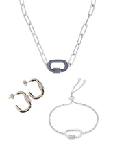 Load image into Gallery viewer, Pave CZ Carabiner Linked Lock Necklace Bundle