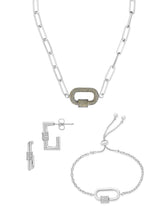 Load image into Gallery viewer, Pave CZ Carabiner Linked Lock Necklace Bundle