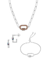 Load image into Gallery viewer, Pave CZ Carabiner Linked Lock Necklace Bundle