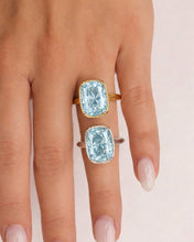 Load image into Gallery viewer, Sterling Silver Elongated Cushion Aquamarine CZ Cocktail Ring