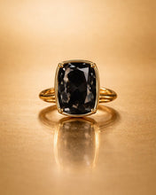 Load image into Gallery viewer, Sterling Silver Elongated Cushion Black CZ Cocktail Ring