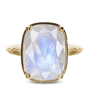 Load image into Gallery viewer, Sterling Silver Elongated Cushion Moonstone Cocktail Ring