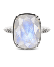 Load image into Gallery viewer, Sterling Silver Elongated Cushion Moonstone Cocktail Ring