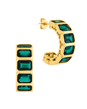 Load image into Gallery viewer, Nyssa Bezel CZ Station Hoop Earrings