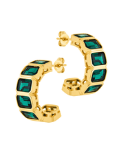 Load image into Gallery viewer, Nyssa Bezel CZ Station Hoop Earrings