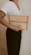 Load image into Gallery viewer, Eva Leather and Rattan Clutch