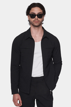 Load image into Gallery viewer, The Luxe Zip Jacket (Black Pinstripe)