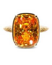 Load image into Gallery viewer, Sterling Silver Elongated Cushion Canary CZ Cocktail Ring