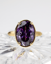Load image into Gallery viewer, Sterling Silver Oval Cut Amethyst CZ Cocktail Ring