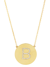 Load image into Gallery viewer, 14K Gold Plated Sterling Silver CZ Round Initial Necklace