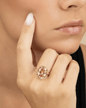 Load image into Gallery viewer, Sterling Silver Elongated Cushion Champagne CZ Cocktail Ring