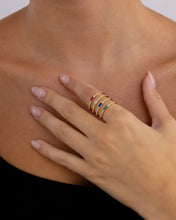 Load image into Gallery viewer, Sterling Silver Thin Emerald CZ Stacking Birthstone Ring