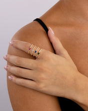 Load image into Gallery viewer, Sterling Silver Thin Sapphire CZ Stacking Birthstone Ring