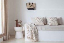 Load image into Gallery viewer, Hand Loomed Cotton Blanket in Black Motif