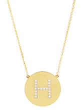 Load image into Gallery viewer, 14K Gold Plated Sterling Silver CZ Round Initial Necklace