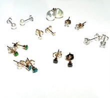 Load image into Gallery viewer, Aquamarine 14K GF Swarovski teal aquamarine turquoise stud earrings