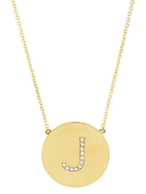 Load image into Gallery viewer, 14K Gold Plated Sterling Silver CZ Round Initial Necklace