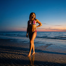 Load image into Gallery viewer, Union Jack String Bikini Top | Red Strings | Removable Padding