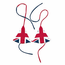 Load image into Gallery viewer, Union Jack String Bikini Top | Red and Blue Strings | Removable Padding