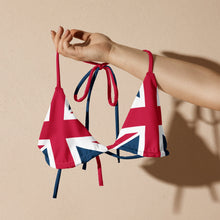 Load image into Gallery viewer, Union Jack String Bikini Top | Red and Blue Strings | Removable Padding