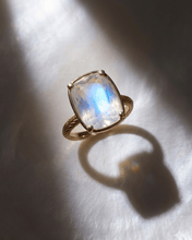 Load image into Gallery viewer, Sterling Silver Elongated Cushion Moonstone Cocktail Ring