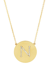 Load image into Gallery viewer, 14K Gold Plated Sterling Silver CZ Round Initial Necklace