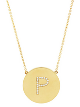 Load image into Gallery viewer, 14K Gold Plated Sterling Silver CZ Round Initial Necklace