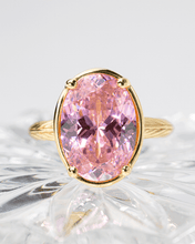 Load image into Gallery viewer, Sterling Silver Oval Cut Pink Sapphire CZ Cocktail Ring