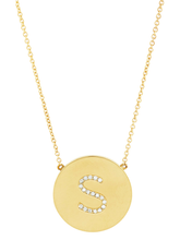 Load image into Gallery viewer, 14K Gold Plated Sterling Silver CZ Round Initial Necklace