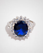 Load image into Gallery viewer, Sterling Silver Sapphire Halo Ring