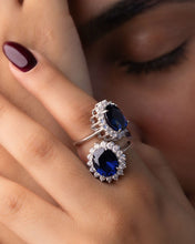 Load image into Gallery viewer, Sterling Silver Sapphire Halo Ring