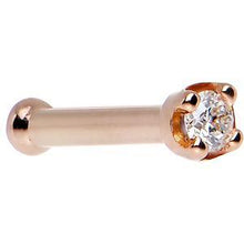 Load image into Gallery viewer, 14K Rose Gold 1.5mm Genuine Diamond Nose Ring