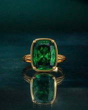Load image into Gallery viewer, Sterling Silver Elongated Cushion Emerald CZ Cocktail Ring