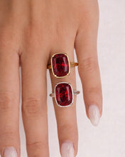 Load image into Gallery viewer, Sterling Silver Elongated Cushion Garnet CZ Cocktail Ring